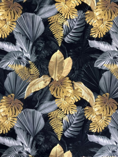 Fotel uszak JUNGLE w liściach żółty