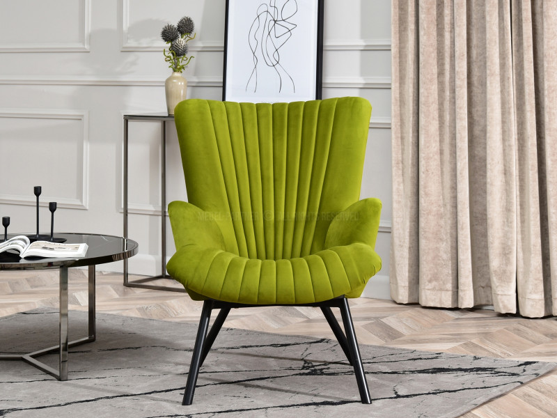 Fotel Lanza Szary Welur, Podstawa Czarny