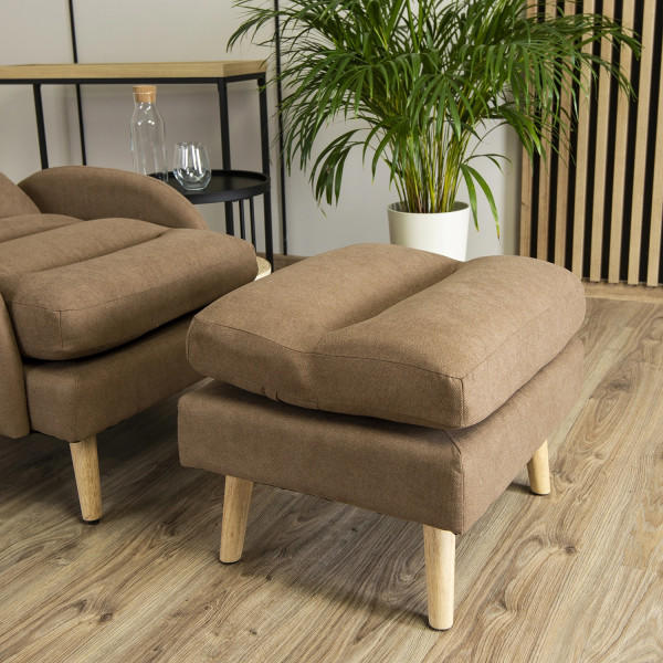 Fotel Rozkładany Wypoczynkowy z Podnóżkiem Wygodny Do Spania Brązowy HENRY