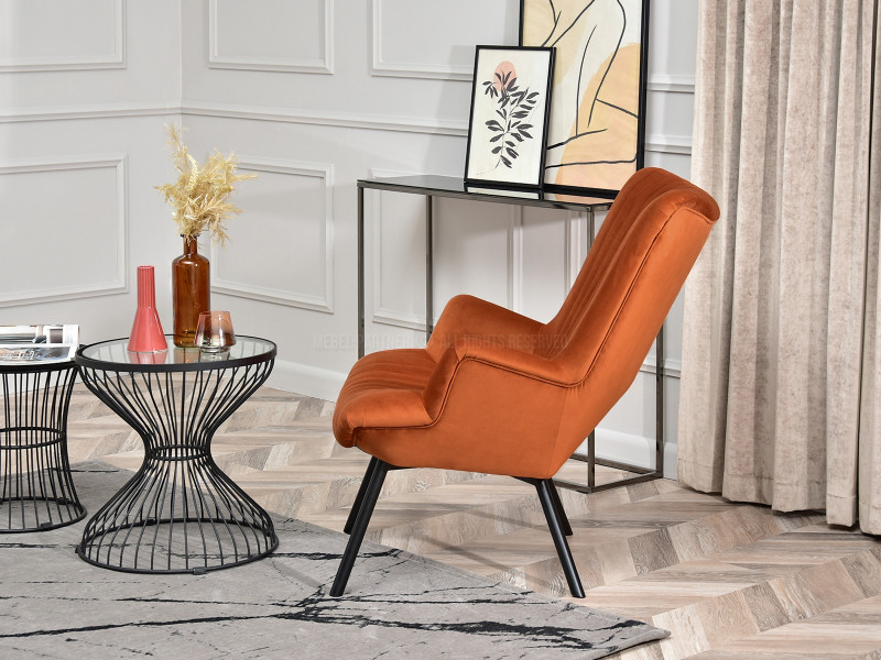 Fotel Lanza Szary Welur, Podstawa Czarny