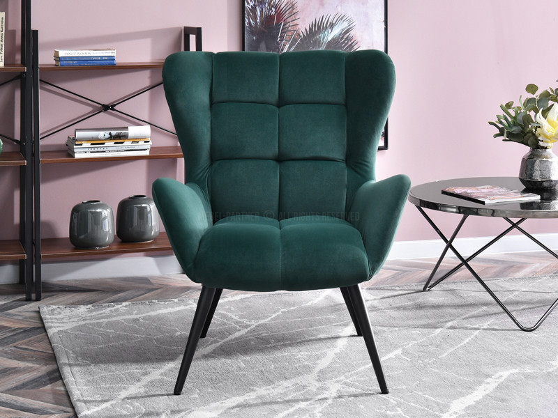 Fotel Kikori Szary Welur, Podstawa Czarny