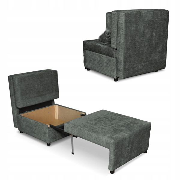 Fotel rozkładany z funkcja spania KIMO pojemnik na pościel Ramona c. szary