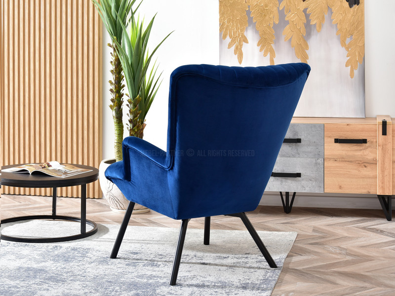 Fotel Lanza Szary Welur, Podstawa Czarny