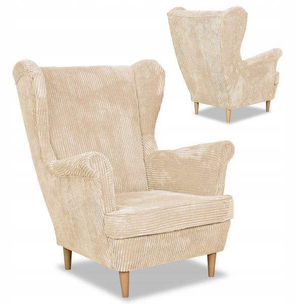 Fotel uszak Bonito beżowy sztruks Family Meble