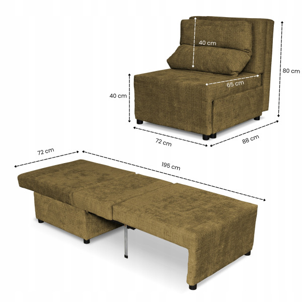 Fotel rozkładany z funkcja spania KIMO pojemnik na pościel Ramona c. szary