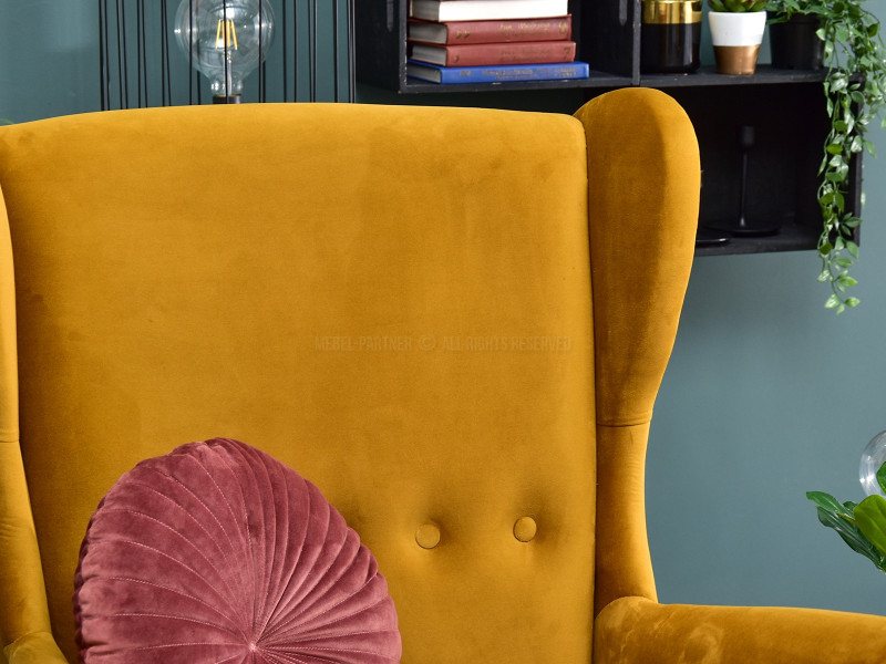 Fotel Malmo Żurawina Tkanina, Podstawa Orzech