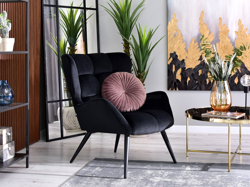 Fotel Kikori Szary Welur, Podstawa Czarny