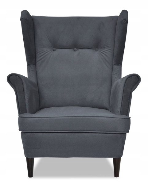 Fotel Uszak liliowy jasny róż aksamit urodziny