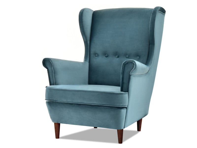 Fotel Malmo Żurawina Tkanina, Podstawa Orzech