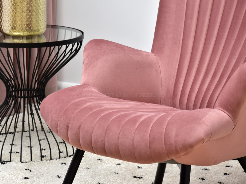 Fotel Lanza Szary Welur, Podstawa Czarny