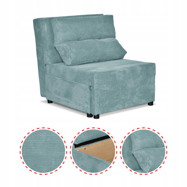 Fotel rozkładany funkcja spania KIMO pojemnik pościel Family Meble czarny