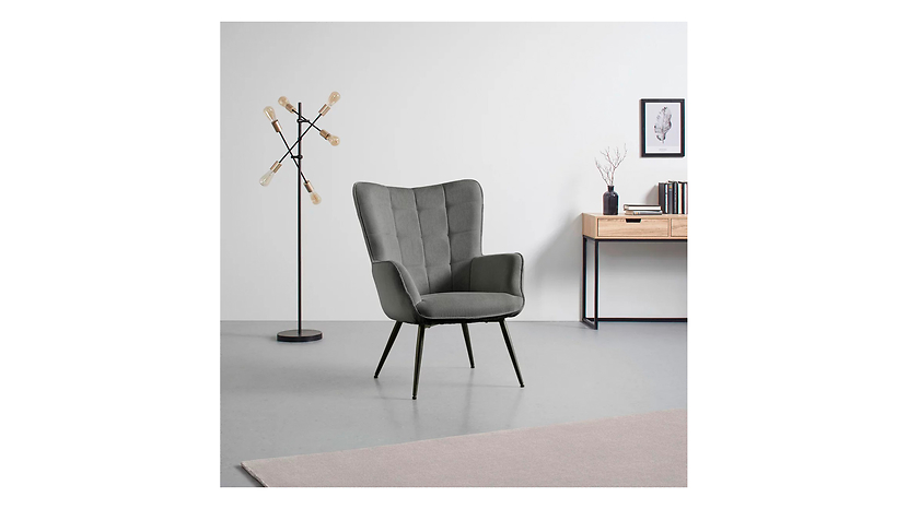 Fotel uszak Gunvor z przeszyciami  szary