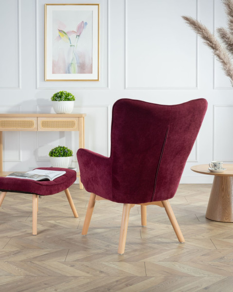 Uszak Fotel z podnóżkiem Grella Żółty 79x70x97 cm wypoczynkowy do salonu