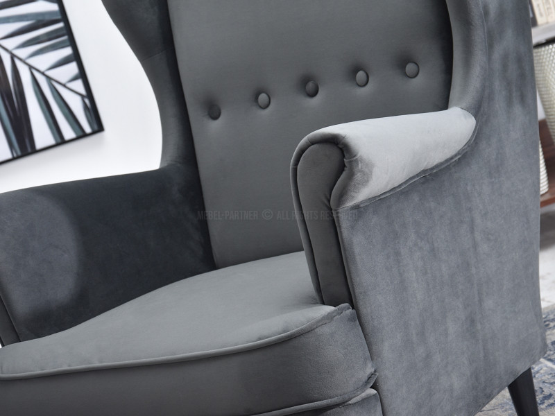 Fotel Malmo Żurawina Tkanina, Podstawa Orzech