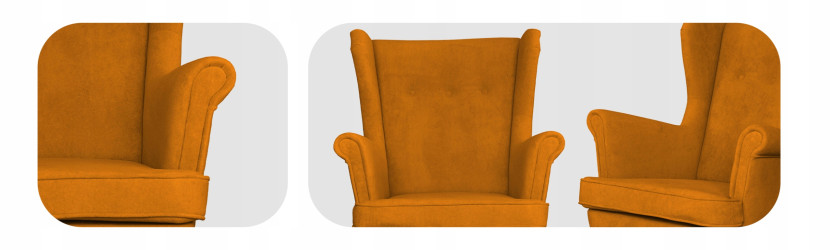 Fotel uszak skandynawski welur Hunter Family Meble błękitny