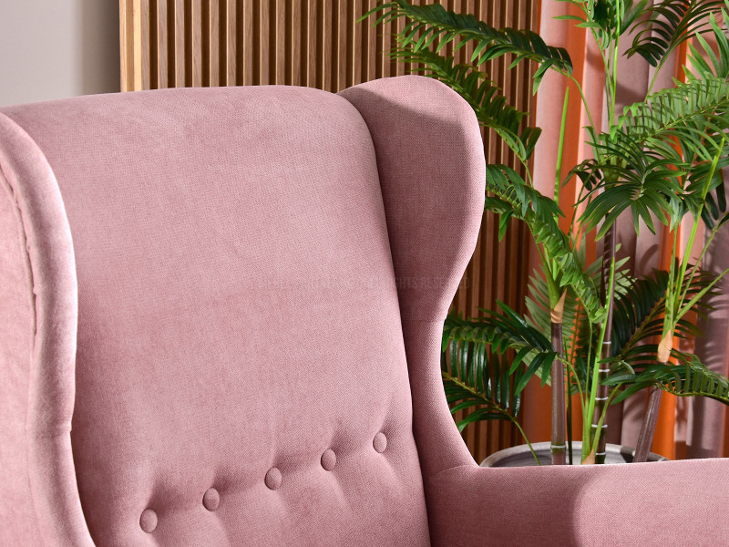 Fotel Malmo Żurawina Tkanina, Podstawa Orzech