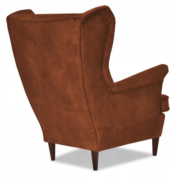 Fotel Uszak liliowy jasny róż aksamit urodziny