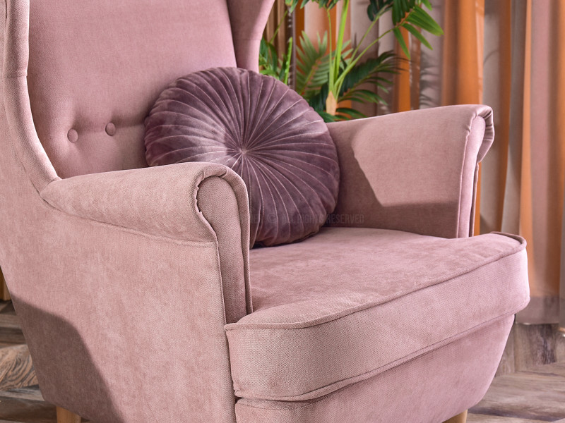 Fotel Malmo Żurawina Tkanina, Podstawa Orzech