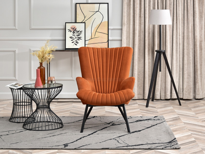 Fotel Lanza Szary Welur, Podstawa Czarny