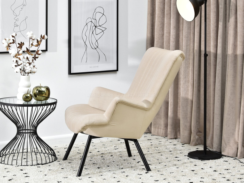 Fotel Lanza Szary Welur, Podstawa Czarny