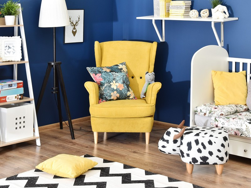 Fotel Malmo Żurawina Tkanina, Podstawa Orzech