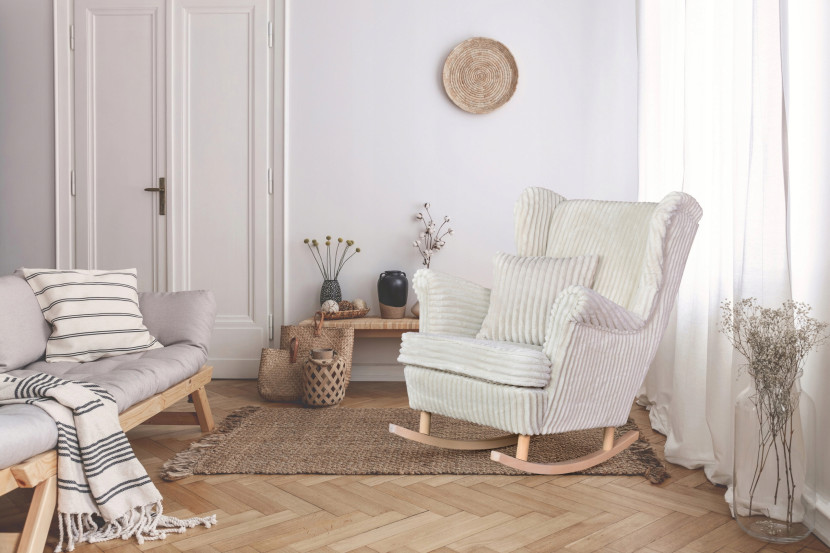 Fotel uszak Rene bujany skandynawski Family Meble sztruks czarny TOP