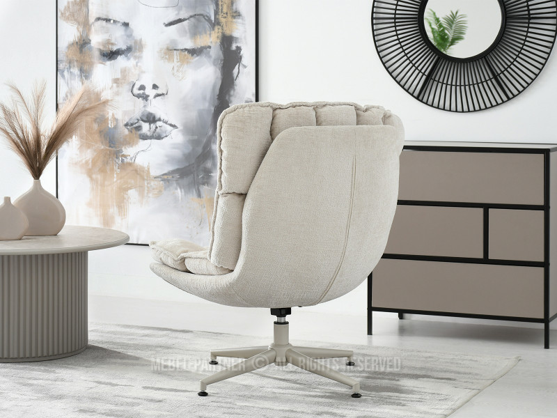 Beżowy Nowoczesny Fotel Jasper Z Przeszyciami - Salon I Sypialnia