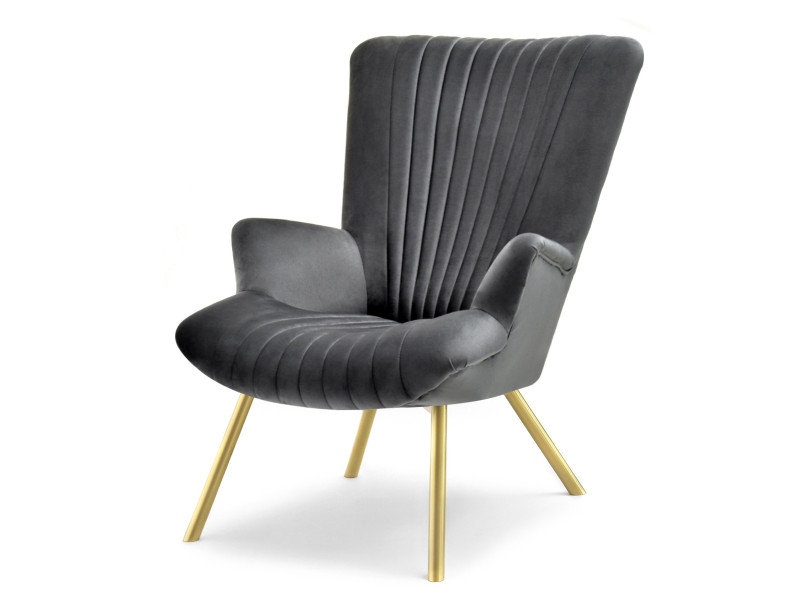 Fotel Lanza Szary Welur, Podstawa Czarny
