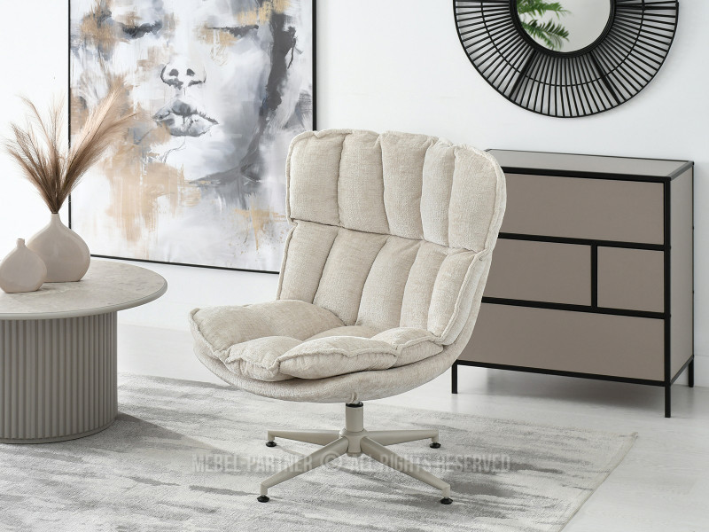 Beżowy Nowoczesny Fotel Jasper Z Przeszyciami - Salon I Sypialnia