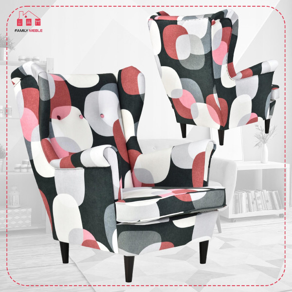 Fotel uszak skandynawski Ari Print Family Meble