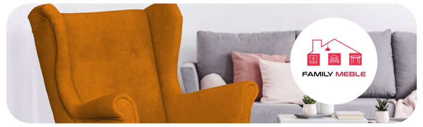 Fotel uszak skandynawski welur Hunter Family Meble błękitny