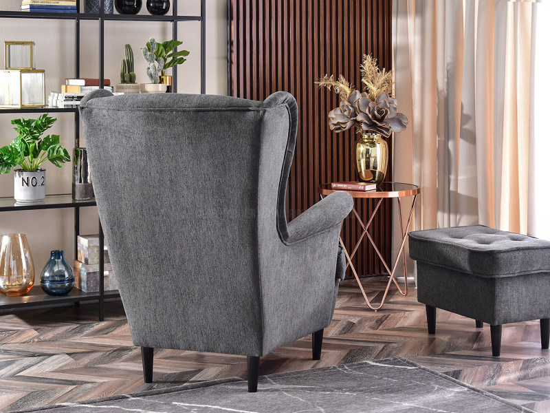 Fotel Malmo Żurawina Tkanina, Podstawa Orzech