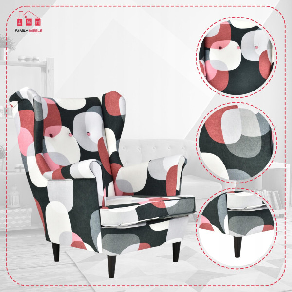 Fotel uszak skandynawski Ari Print Family Meble