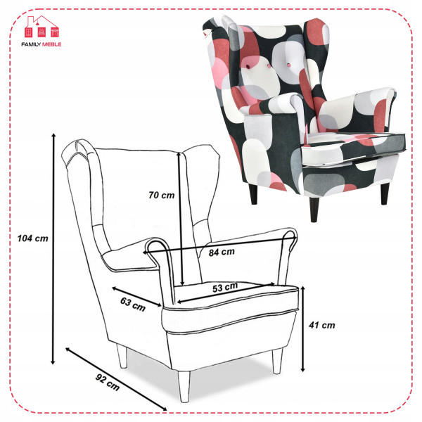 Fotel uszak skandynawski Ari Print Family Meble