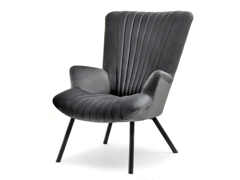 Fotel Lanza Szary Welur, Podstawa Czarny