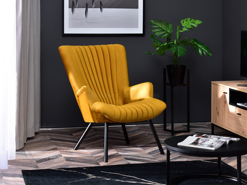 Fotel Lanza Szary Welur, Podstawa Czarny