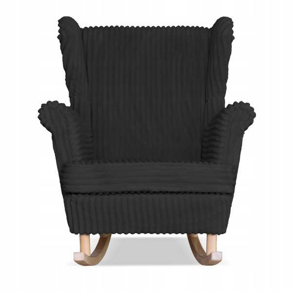 Fotel uszak Rene bujany skandynawski Family Meble sztruks czarny TOP