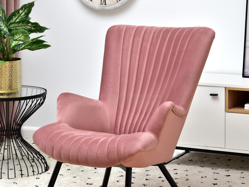 Fotel Lanza Szary Welur, Podstawa Czarny