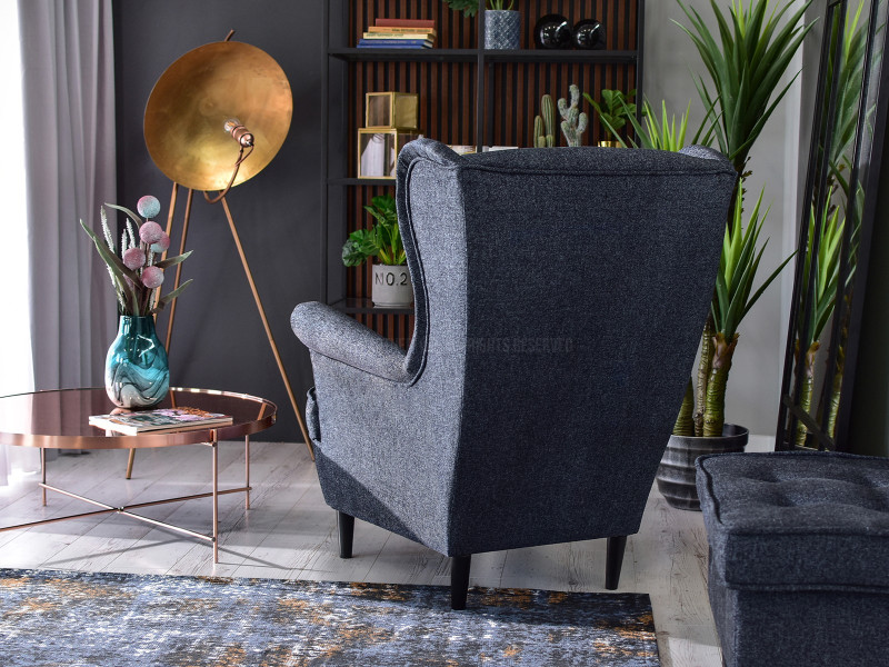 Fotel Malmo Żurawina Tkanina, Podstawa Orzech