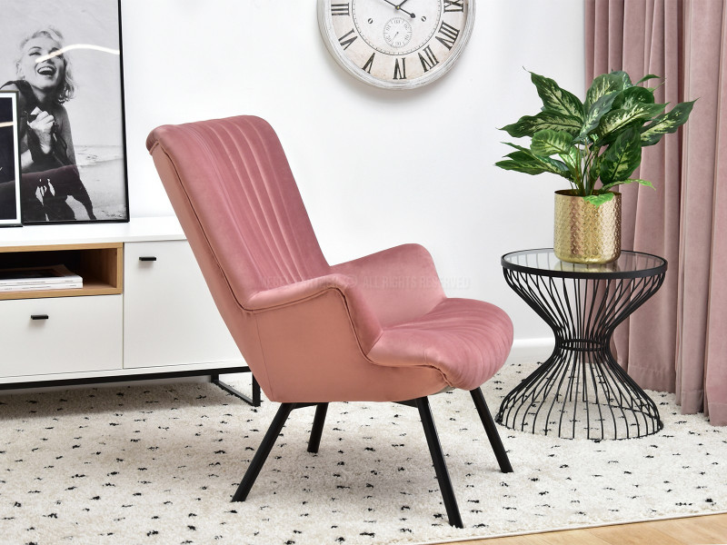 Fotel Lanza Szary Welur, Podstawa Czarny