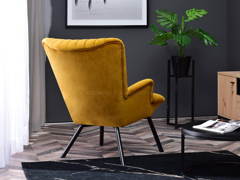 Fotel Lanza Szary Welur, Podstawa Czarny