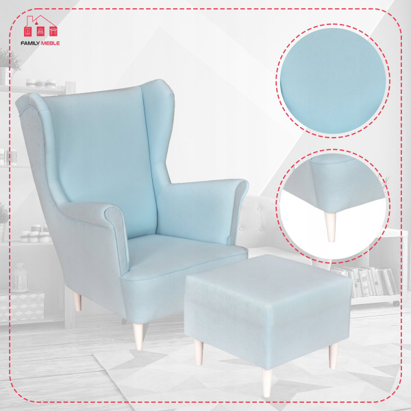 Fotel uszak z podnóżkiem MAX Family Meble