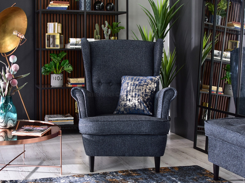 Fotel Malmo Żurawina Tkanina, Podstawa Orzech