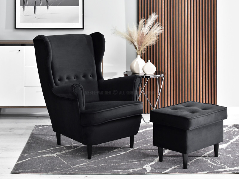 Fotel Malmo Żurawina Tkanina, Podstawa Orzech