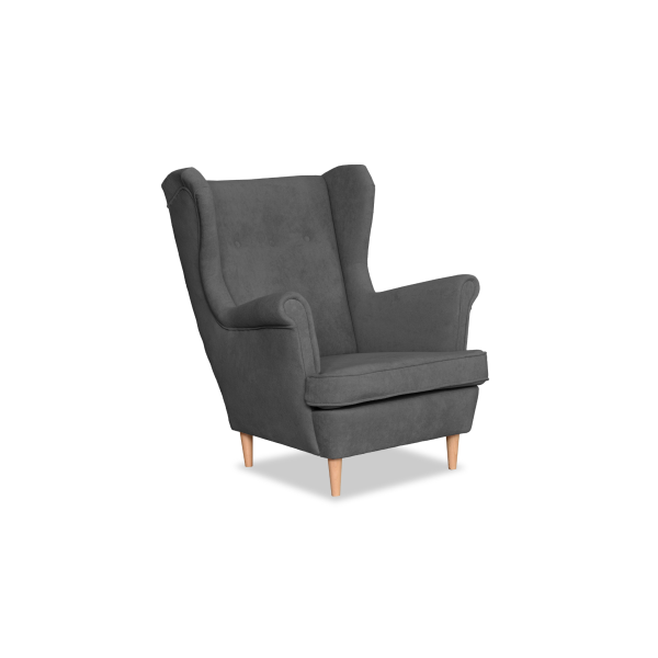 Fotel uszak skandynawski welur Hunter Family Meble błękitny