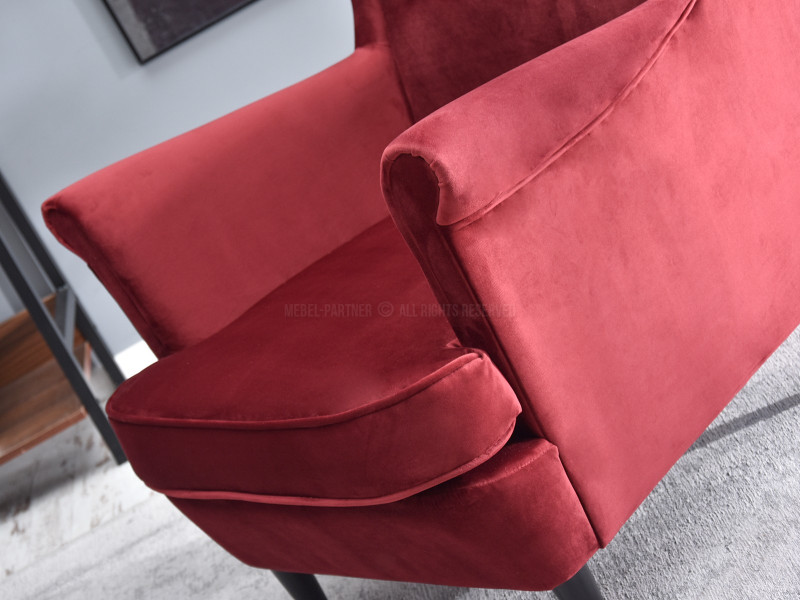 Fotel Malmo Żurawina Tkanina, Podstawa Orzech