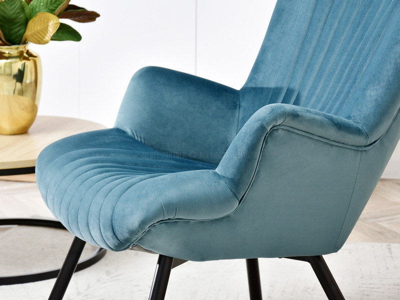 Fotel Lanza Szary Welur, Podstawa Czarny