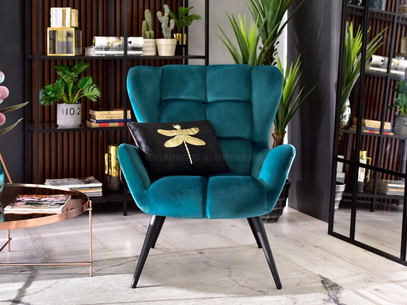 Fotel Kikori Szary Welur, Podstawa Czarny