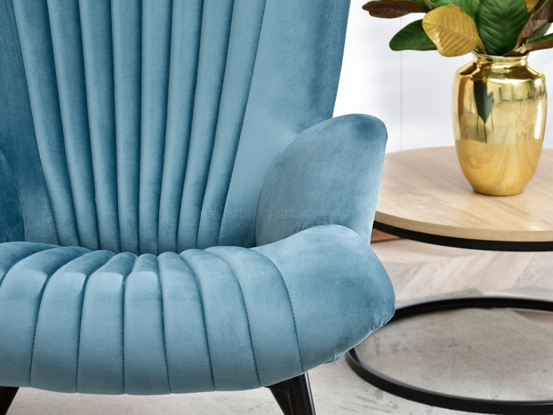 Fotel Lanza Szary Welur, Podstawa Czarny