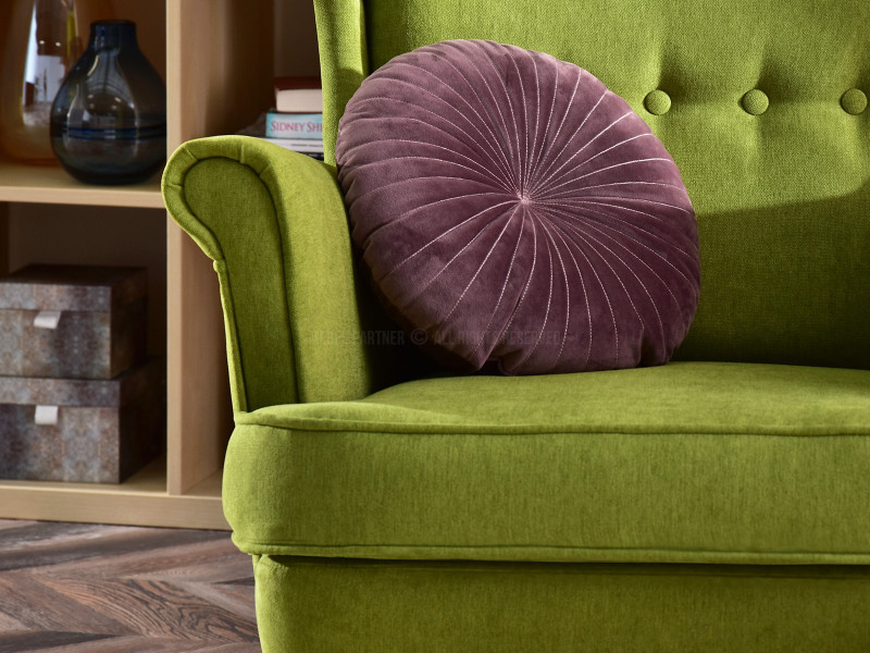 Fotel Malmo Żurawina Tkanina, Podstawa Orzech